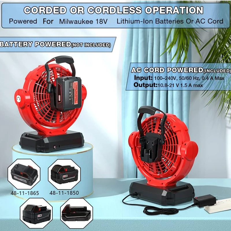 Power Tools Construction - Milwaukee için Akülü Fan 18V Li-ion