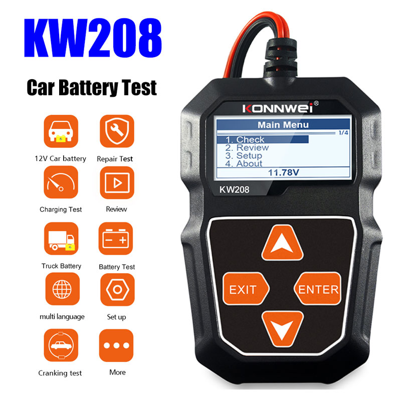 Power Tools English - KONNWEI KW208 Araç Akü Test Cihazı