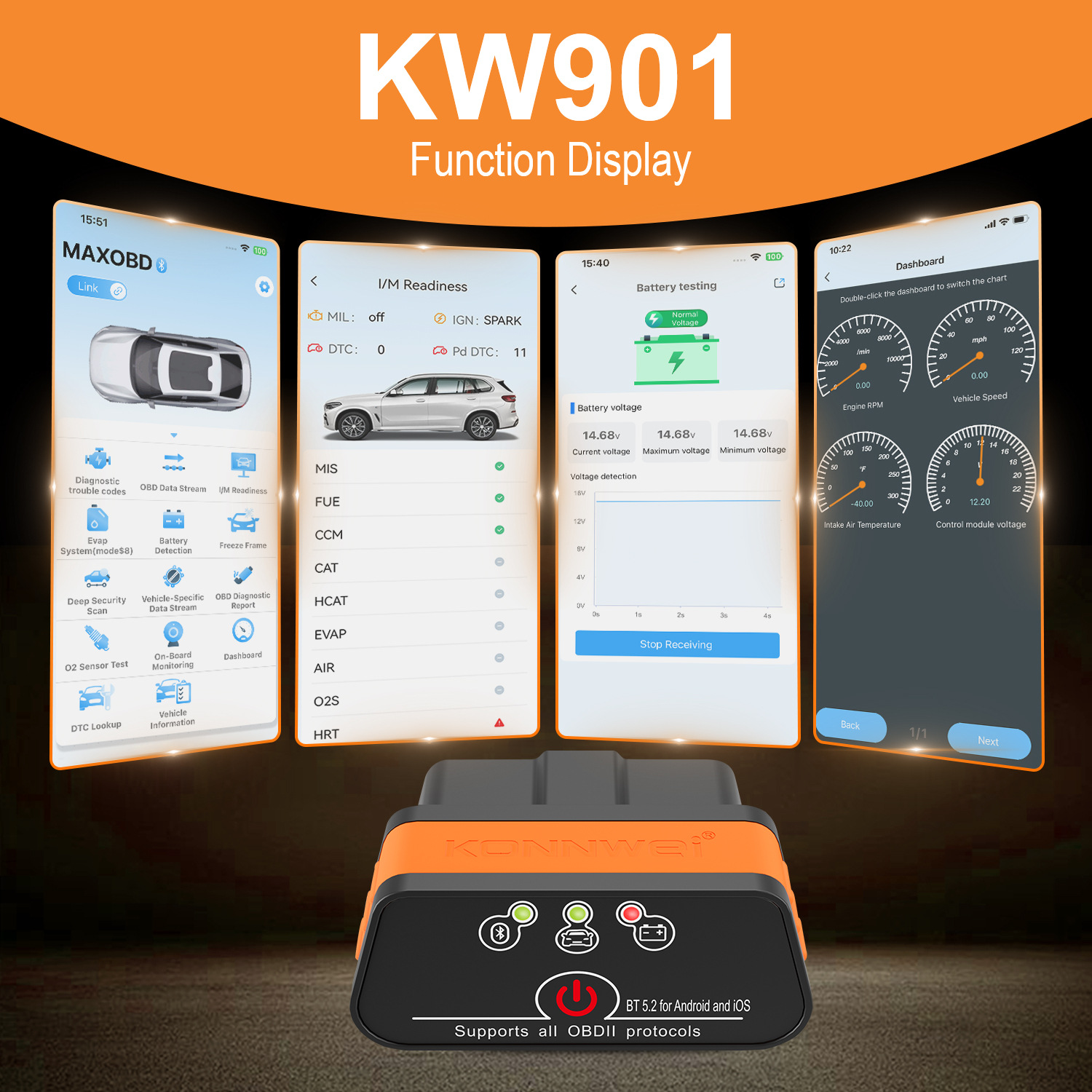 MINI OBD2 KW901 Bluetooth 4.0  - Power Tools English incelemesi ve fiyatı
