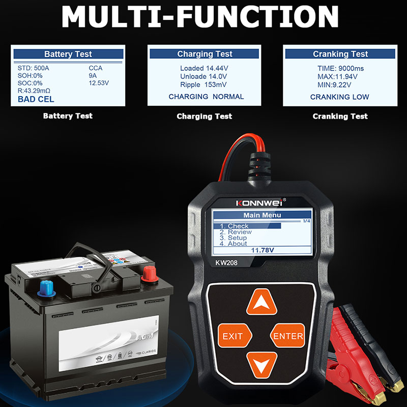 KONNWEI KW208 Araç Akü Test Ci - Power Tools English incelemesi ve fiyatı